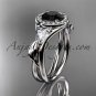 Platinum diamond unique engagement ring, wedding ring with a Black Diamond center stone ADLR314