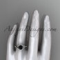 Platinum diamond leaf engagement ring with a Black Diamond center stone ADLR317
