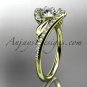 14k yellow gold diamond leaf and vine wedding ring Moissanite center stone ADLR317