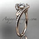 14k rose gold diamond  engagement ring  Moissanite center stone ADLR317