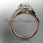 14k rose gold diamond engagement ring Moissanite center stone ADLR317