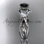 Platinum diamond wedding ring, engagement ring with a Black Diamond center stone ADLR318