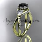 14kt yellow gold diamond wedding ring, engagement ring with a Black Diamond center stone ADLR318
