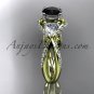 14kt yellow gold diamond wedding ring, engagement ring with a Black Diamond center stone ADLR318
