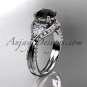 Platinum diamond wedding ring, engagement ring with a Black Diamond center stone ADLR319