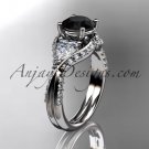 14kt white gold diamond wedding ring, engagement ring with a Black Diamond center stone ADLR319