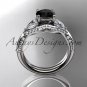 14kt white gold diamond wedding ring, engagement ring with a Black Diamond center stone ADLR319