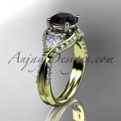 14kt yellow gold diamond wedding ring, engagement ring with a Black Diamond center stone ADLR319