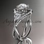 Unique platinum diamond engagement ring, wedding band ADLR320