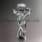 Unique platinum diamond engagement ring, wedding band ADLR320