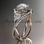 Unique 14kt rose gold diamond engagement ring, wedding band ADLR320