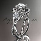 Unique 14kt white gold diamond engagement ring, wedding band ADLR320