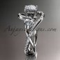 Unique 14kt white gold diamond engagement ring, wedding band ADLR320