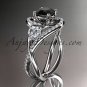 Unique platinum diamond engagement ring, wedding band with a Black Diamond center stone ADLR320