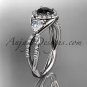 Platinum diamond engagement ring, wedding band with a Black Diamond center stone ADLR321