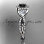 Platinum diamond engagement ring, wedding band with a Black Diamond center stone ADLR321