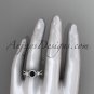 Platinum diamond engagement ring, wedding band with a Black Diamond center stone ADLR321