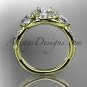 Unique 14kt yellow gold diamond engagement ring, wedding band ADLR320
