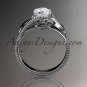 14kt white gold engagement ring with a Forever One Moissanite center stone ADLR322