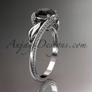 Unique 14kt white gold engagement ring with a Black Diamond center stone ADLR322