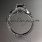 Unique 14kt white gold engagement ring with a Black Diamond center stone ADLR322