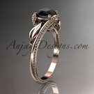 Unique 14kt rose gold engagement ring with a Black Diamond center stone ADLR322