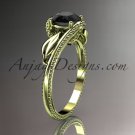 Unique 14kt yellow gold engagement ring with a Black Diamond center stone ADLR322