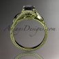 Unique 14kt yellow gold engagement ring with a Black Diamond center stone ADLR322