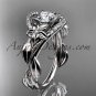 14kt white gold diamond wedding ring with a Forever One Moissanite center stone ADLR326
