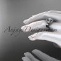 14kt white gold diamond wedding ring with a Forever One Moissanite center stone ADLR326