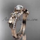 14kt rose gold diamond leaf and vine wedding ring, engagement ring ADLR331