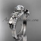 Platinum diamond leaf and vine wedding ring, engagement ring ADLR331
