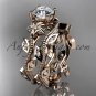 14k rose gold diamond engagement ring, engagement set with a Moissanite center stone ADLR151