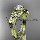 14kt yellow gold diamond leaf and vine wedding ring, engagement ring ADLR331