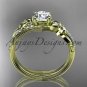 14kt yellow gold diamond leaf and vine wedding ring, engagement ring ADLR331