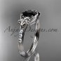 14kt white gold engagement ring with a Black Diamond center stone ADLR331