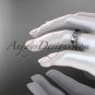 14kt white gold engagement ring with a Black Diamond center stone ADLR331