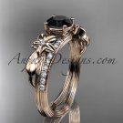 14kt rose gold diamond engagement ring with a Black Diamond center stone ADLR331