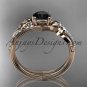 14kt rose gold diamond engagement ring with a Black Diamond center stone ADLR331