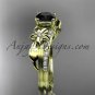 4kt yellow gold diamond engagement ring with a Black Diamond center stone ADLR331