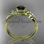 4kt yellow gold diamond engagement ring with a Black Diamond center stone ADLR331
