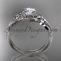 14kt white gold diamond leaf and vine wedding ring, engagement ring ADLR331