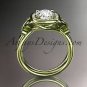 14kt yellow gold butterfly engagement ring, moissanite center stone ADLR330