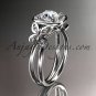 14kt white gold butterfly engagement ring, with moissanite center stone ADLR330