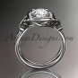 14kt white gold butterfly engagement ring, with moissanite center stone ADLR330