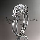 Platinum unique butterfly engagement ring, with moissanite center stone, ADLR330