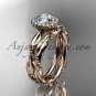 14kt rose gold diamond leaf and vine wedding set, engagement set ADLR337