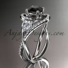 Unique 14kt white gold engagement ring with black dimaond center stone ADLR320