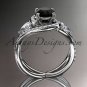 Unique 14kt white gold engagement ring with black dimaond center stone ADLR320