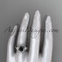 Unique 14kt white gold engagement ring with black dimaond center stone ADLR320